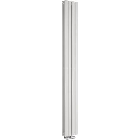 Hudson Reed – Radiateur vertical en acier blanc 178 x 23,6 cm – Raccordement central – Puissance 772W – Design compact pour espaces réduits