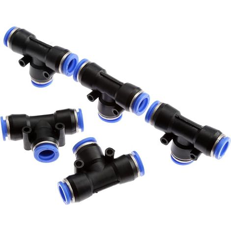 5pcs Jonction en T Tuyau de raccords rapides pneumatiques à 3 voies Connecteur Push-in Tuyau d'arrosage Raccord de Tuyau connecteur de Robinet-12mm (1/5)