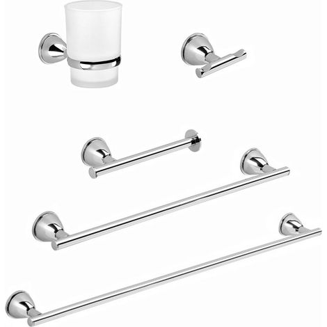 Set 5 Piezas Accesorios Baño De Pared Económicos Cromo  Gemma