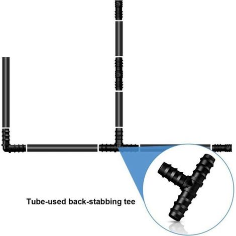 Connecteur Tuyau D'irrigation - 16 mm - Forme T - Diamètre Intérieur 13 mm - 8 Pièces (1/4)