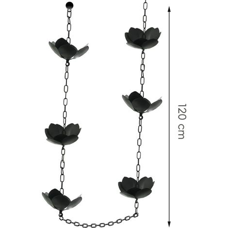 Chaîne décorative en métal en forme de lotus (adaptée à une utilisation en extérieur), dimensions : 8 x 8 x 120 cm (1/5)