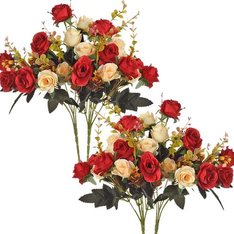 Rose Artificielle - Hauteur 35 cm - Diamètre Fleur 5 cm - Décoration Intérieure Bureau Mariage Fête Jardin Café - Lot de 12 (1/5)