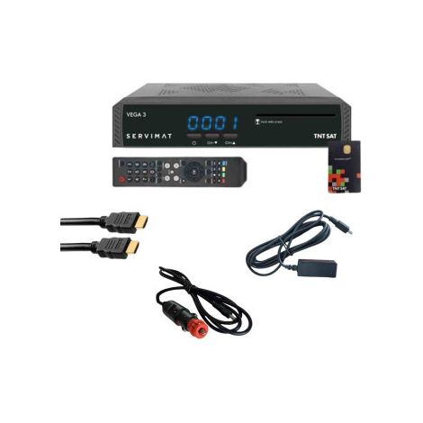 PACK SERVIMAT VEGA 3 Décodeur satellite HD + Carte TNTSAT + Câble 12V + HDMI + IR