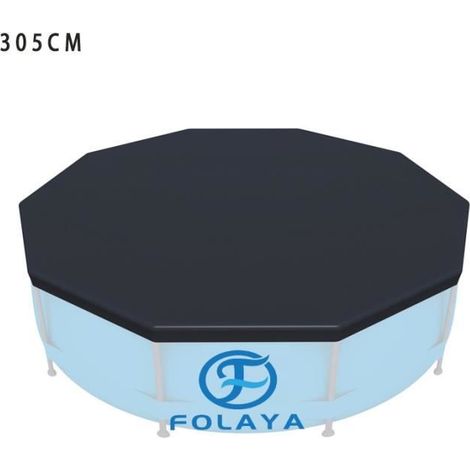 Bâche pour Piscine Tubulaire FOLAYA - Diamètre 305 cm - Bleu - 4 Saisons (1/2)