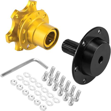 Eosnow Adaptateur universel doré de moyeu de volant de voiture, adaptateur de course à dégagement rapide, Kit Boss à clipser (1/4)