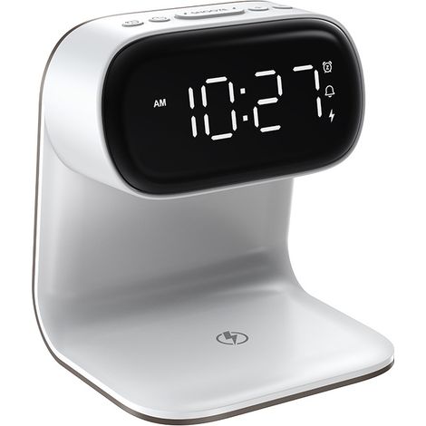 Digitaler Wecker mit kabelloser Schnellladestation, 15-W-Smart-Touch-Lampe zur Verwendung in der Nähe des Bettes, 3-farbig einstellbares Nachtlicht, geeignet für Wohnzimmer, Nachttisch und Tiefschläfe