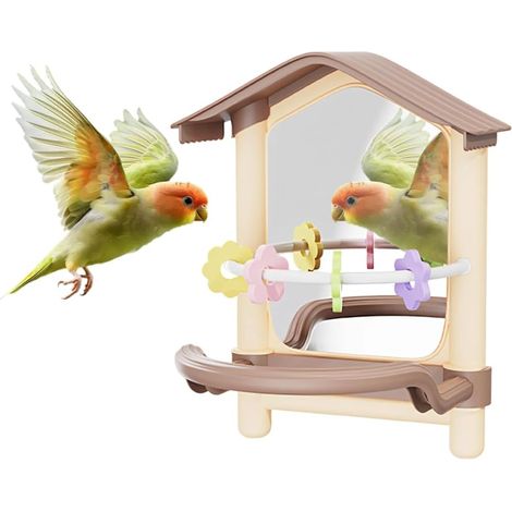 Mirror Bird Perch, ABS Swing for Parakeets, Chew Toy Mirror Acrylic Non-Slip for Parrots, Cockatoos, Lovebirds and Cockatiels (1/5)