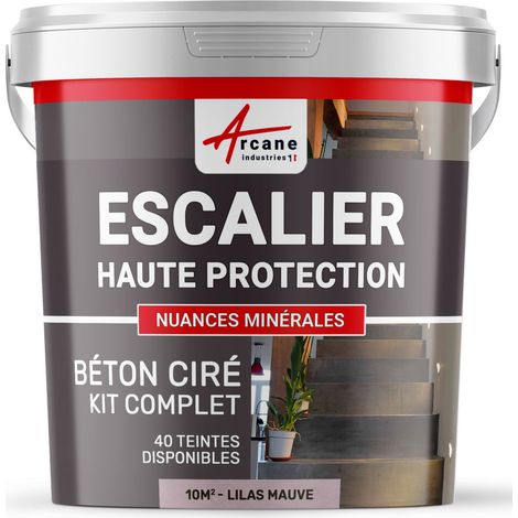 Béton ciré escalier, kit complet - 10 m² (en 2 couches) Lilas Mauve - ARCANE INDUSTRIES