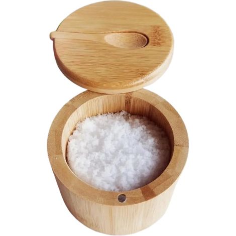 Ensemble de pots à épices en bois et en bambou, comprenant une boîte de rangement multifonctionnelle (1/5)