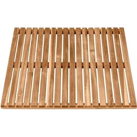 Caillebotis de douche, Sortie de piscine, sauna, Avec pieds antidérapants, Usage intérieur ou extérieur, Acacia Certifié FSC®, 55x55cm, Marron