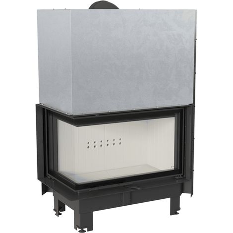 Kamineinsatz aus Stahl KRATKI MBO links 15 kW Ø 200 mit Schiebetür gebogenes Glas (1/5)