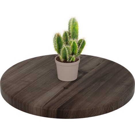 LAMO Manufaktur Holzplatte rund 40 cm aus Naturholz Tischplatte für Couchtisch, Kaffeetisch, Stärke: 28 mm Farbe: Ebenholz