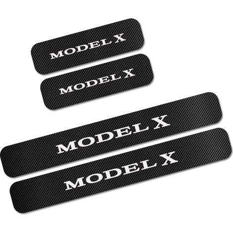 (Pour Model X) Protection de seuil de porte de voiture,autocollant décoratif en fibre de carbone,accessoire auto pour Tesla Model 3,S,X et Y P100D (1/3)