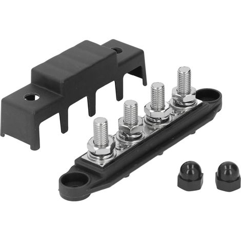 4-poliger Stromverteilerblock mit M10-Gewindebolzen für Pkw, Wohnmobile und Yachten, 48 V DC, 250 A, Schwarz (1/5)