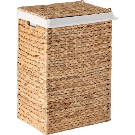 CALICOSY - Panier à linge étroit avec couvercle en jacinthe d'eau L30 cm - MAYA (1/5)