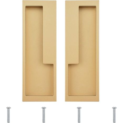 Lot de 2 poignées de porte coulissante encastrées en alliage avec vis cachées, modernes et simples pour tiroir de grange, pl (1/4)