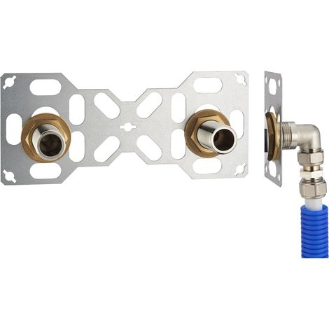 Noyon & Thiebault – Platine FIXSYSTEM pour robinet de douche – Raccord multicouche à compression – Entraxe 150mm – Sortie mâle 3/4 pour tube Ø16
