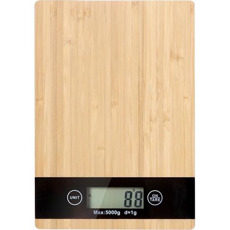 Balance de cuisine numérique avec graduations et corps en bambou, capacité 5 kg/1 g AQUAFORGE