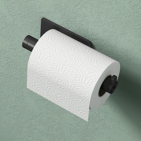 Mai & Mai Toilettenpapierhalter ohne Bohren, Klopapierhalter WC aus Edelstahl, Toilettenpapier Halterung Rollenhalter Matt schwarz Lino-02