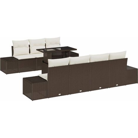 Garden Sofa Set with Cushion 8 pcs Brown and Cream vidaXL