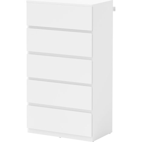 Commode 5 tiroirs blanc 55x34x100 cm