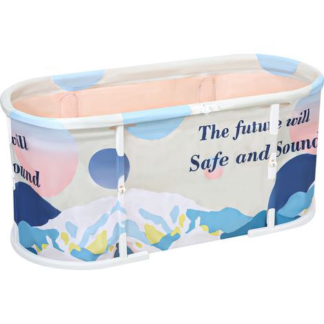 FIANAO – Große klappbare Badewanne 120 cm – mit Kunststoffrahmen, wasserdichte Schicht, SPA Wanne für Erwachsene und Kinder, Schneemuster – Maße: 120 × 58 × 53 cm (1/5)