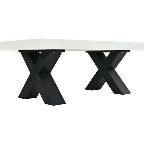 Tavolino da salotto rettangolare in MDF 100 x 50 x 40 cm bianco lucido e nero (1/5)