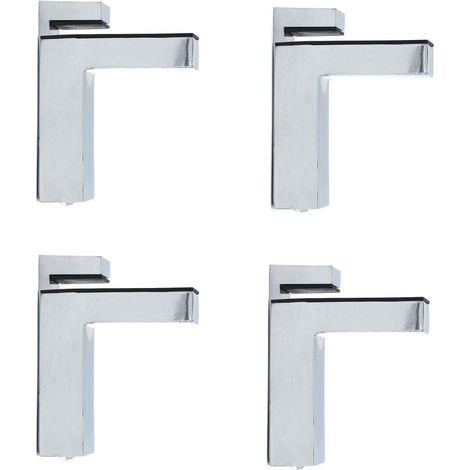 Lot de 4 pinces en verre en forme de F à fixation murale ajustable 6 à 28 mm d'épaisseur en alliage de zinc Finition chromée Support d'étagère