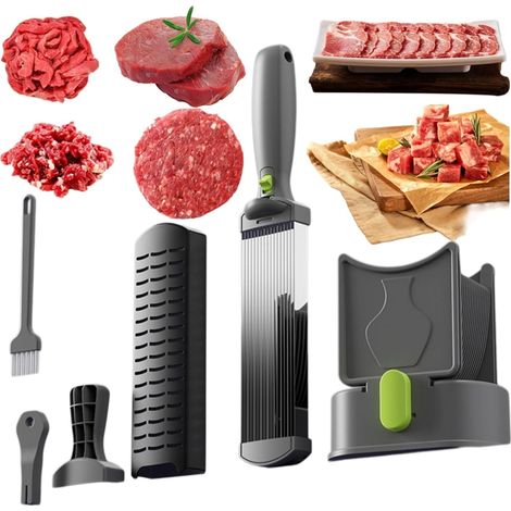 Hachoir de cuisine acier inoxydable 6 en 1 noir compact bois (1/4)