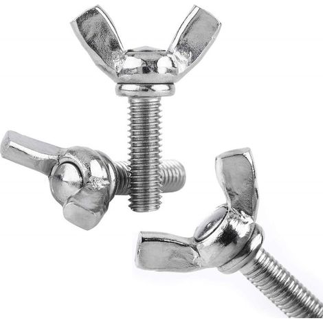 JSSEVN - Pack of 10 M5 Stainless Steel Wing Screws, Wing Bolts, Hand Screws - 25mm (1/5)