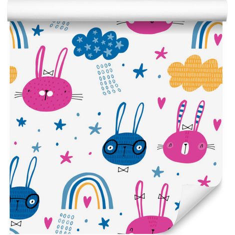 Papier peint Lapins et arcs-en-ciel pour salon et chambre 50x1000 cm (1/5)