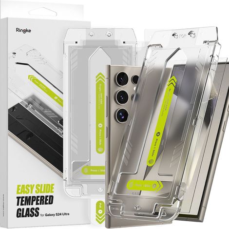 Protectores de pantalla de vidrio templado Ringke Easy Slide (paquete de 2) para Galaxy S24 Ultra Clear (1/5)