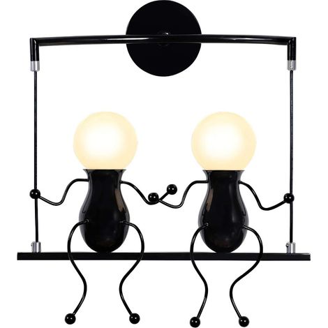 Humanoïde Créatif Lampe Murale Moderne Applique Murale Simple Lampe de Mur Art Déco Max 60W E27 Base Fer Titulaire pour Chambre, Chevet, Couloir, Restaurant, Cuisine [Classe énergétique F] (1/5)