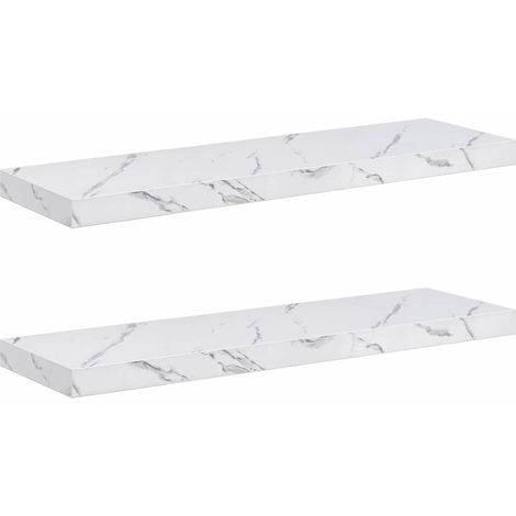 Wall Shelf 2 pcs White Marble 80 x 23.5 x 4 cm Engineered Wood vidaXL