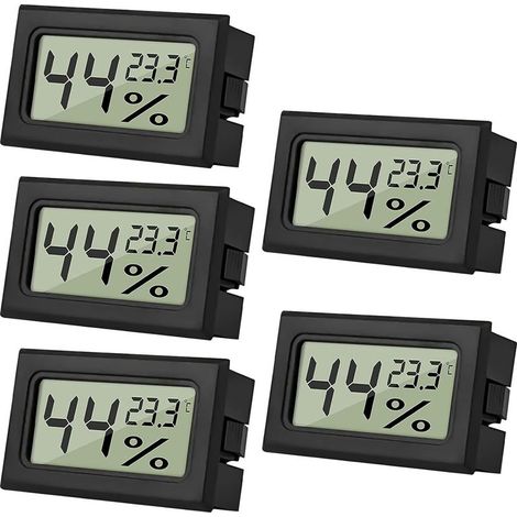 5 Mini Thermomètre Digital LCD Hygromètre D'intérieur hygromètre Thermometer Intérieur Reptiles Hygromètre Numérique, pour Bureau, Cuisine, Thermomètre incubateur, Serre Thermomètre (1/5)
