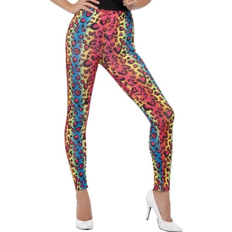 Neon Leopard Print Leggings - Multi-Coloured - 26673