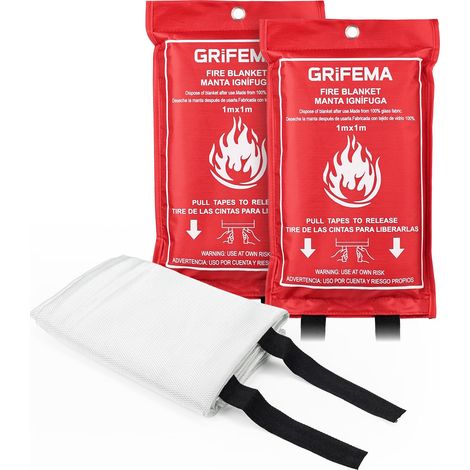 Couverture Anti-feu pour Cuisine 2 pièces, Déploiement Rapide en Fibre de Verre, pour Maison, Voiture, Bureau, Barbecue, cheminée (1/5)