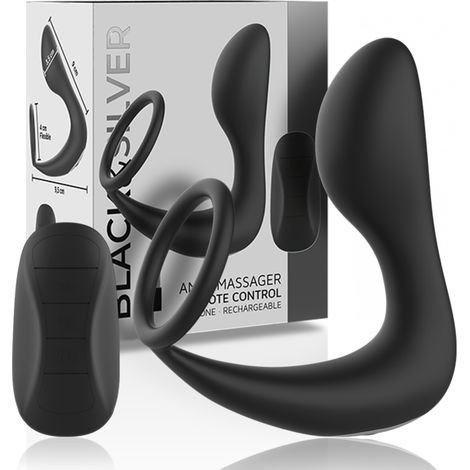 BLACK&SILVER - MASAJEADOR ANAL CONTROL REMOTO SILICONA RECARGABLE NEGRO