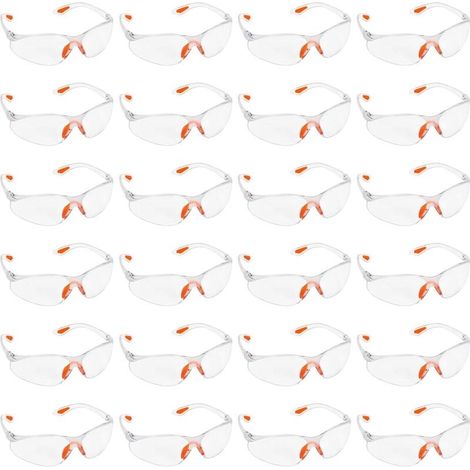 Lot de 24 Lunettes de Sécurité Transparentes - Lunettes de Protection avec Verres en Plastique, Pont-de-Nez et Embouts de Branches en Caoutchouc pour Plus de Confort - Lunette Transparente PPE (1/5)