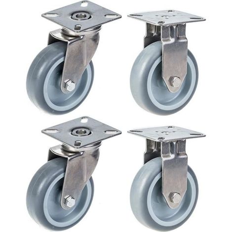 Rollen - Baustellenmaterial - 75mm - Edelstahl - Grauer Gummi - 240kg