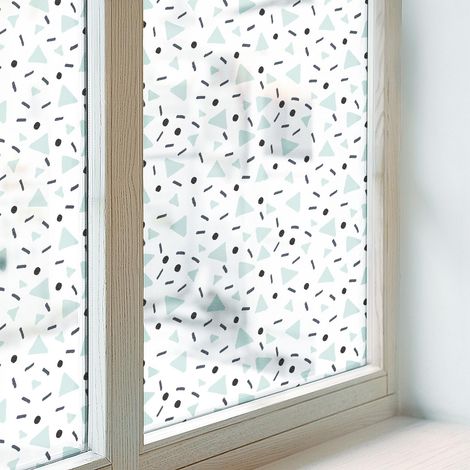 Fensterfolie 100x146 cm Selbstklebend Milchglas Dekorfolie Dekorativ Sichtschutz Fenster Folie für Schlafzimmer PVC Blickdicht Geometrische Figuren