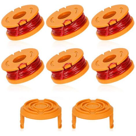 Ersatzspule für WORX WA0010/WA6531 Rasenmäher, kompatibel mit Worx WA0010, Netzstecker für automatisches Rasentrimmerkabel, Akku-Rasenmäherkabel, 6er-Pack +