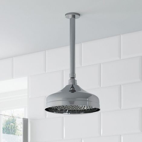 Traditional Bathroom Ceiling Mounted Chrome Round Drencher Fixed Shower Arm Head