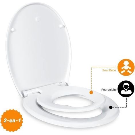 Abattant WC Familial TODOT avec lunette de Toilette siège Enfant Magnétique, Frein de Chute et Charnière Réglable en Polyéthylène (1/4)