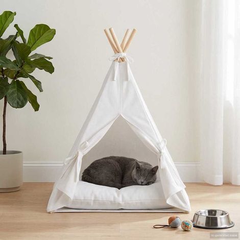 vidaXL Tenda per animali con cuscino Bianco 40 x 40 x 50 cm