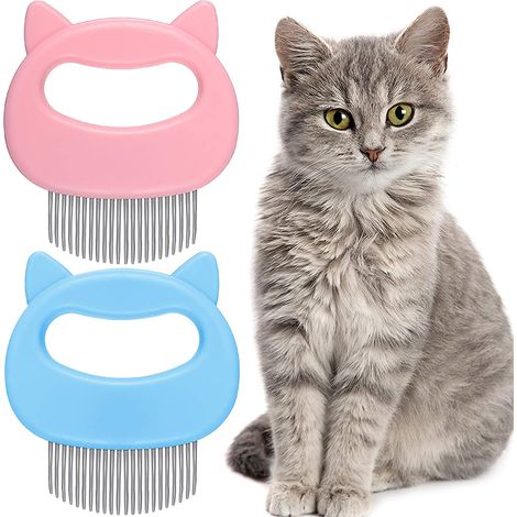 Peigne Pour Chat - Peigne De Massage Et Démêlage Sans Douleur - Pour Poils Emmêlés Et Fourchus - Pour Chats Chiens Et Lapins - Lot De 2 (1/5)