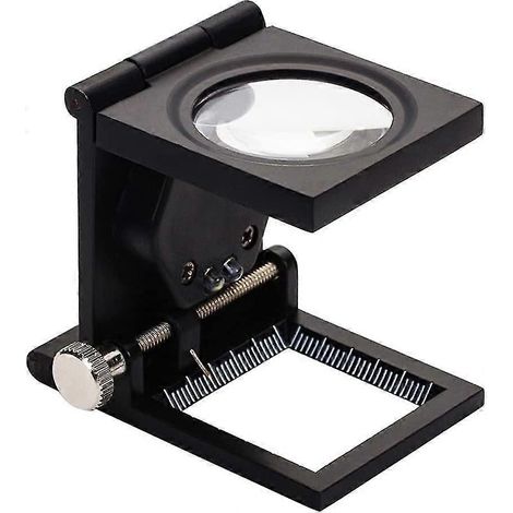 Loupe de bureau 10x à visser, en alliage de zinc, pliable, avec 2 lampes LED - FFY (1/4)