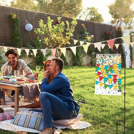 Support de Drapeau de Jardin avec Poteau et Porte-Bannière pour Extérieur, Pelouse et Cour (1/5)