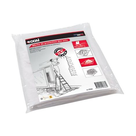 Bâche de protection polyéthylène 4 x 5 m, pour intérieur & extérieur - OCAI