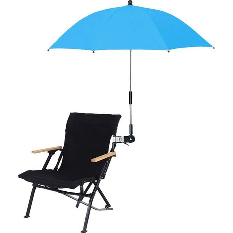 Chaise parapluie avec pince réglable à 360 ° pour plage patio camping bleu (1/5)